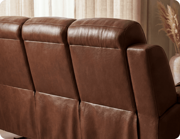 Leo Genuine Leather Tan Electric Power Recliner 3 Seater