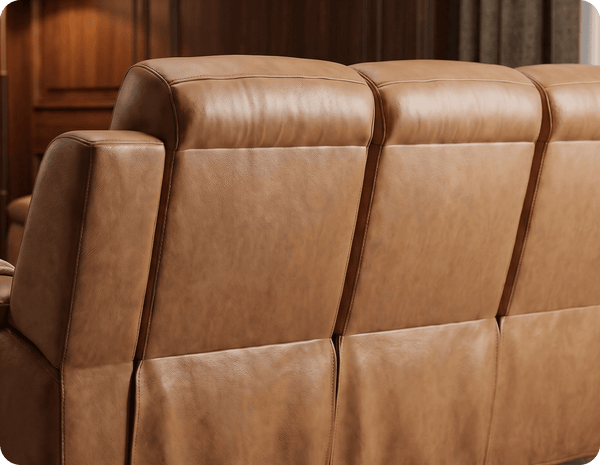 Leo Genuine Leather Caramel Electric Power Recliner 3 Seater Sofa