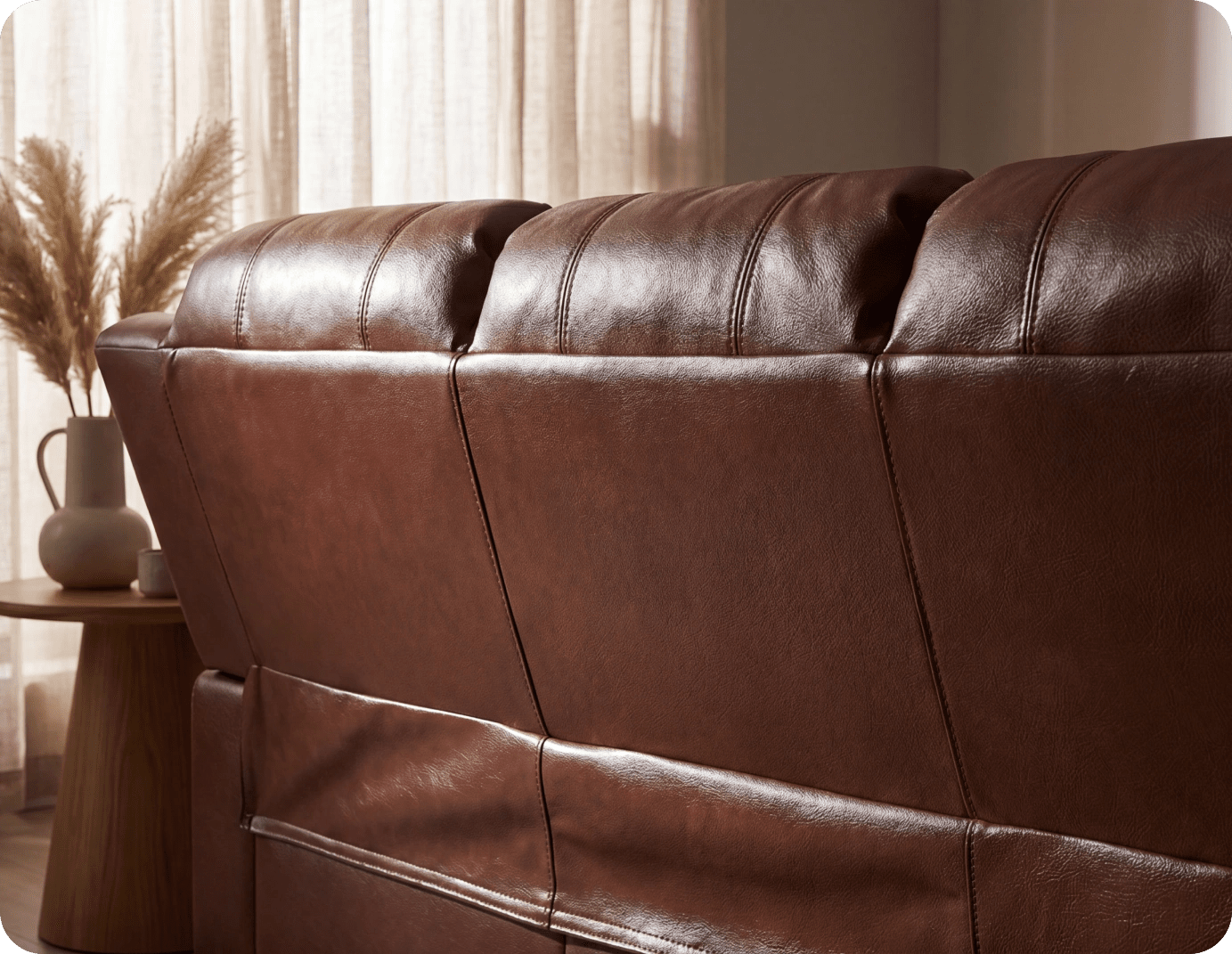 Veloura Tan Leather 3 Seater Sofa