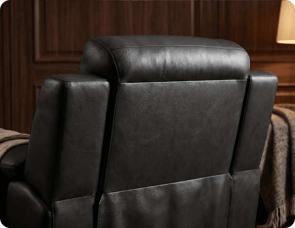 Leo Genuine Leather Black Electric Power Recliner Armchair