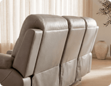 Milano Genuine Leather Light Grey Electric Power Recliner 3 Seater Sofa