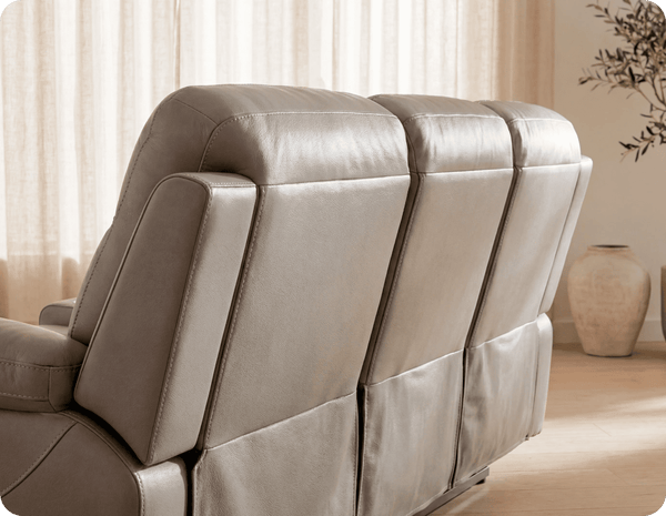 Milano Genuine Leather Light Grey Electric Power Recliner 3 Seater Sofa