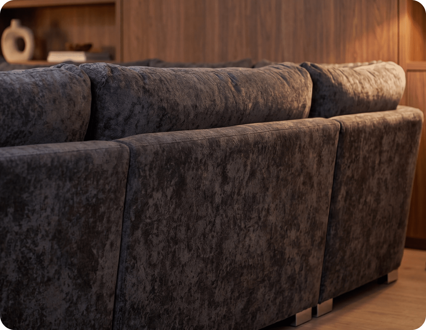 Westminster Coal Alaska Fabric U Shape High Back Corner Sofa