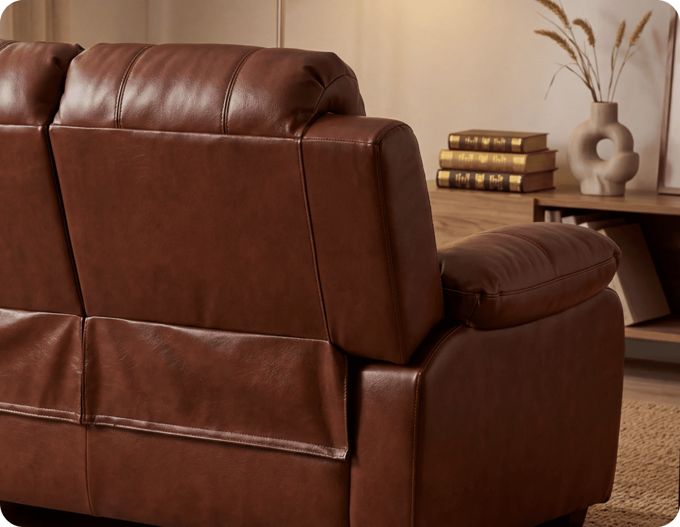 Veloura Tan Leather 2 Seater Sofa