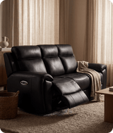 Leo Genuine Leather Black Electric Power Recliner 3 Seater Sofa