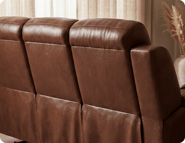 Leo Genuine Leather Tan Electric Power Recliner 3 Seater