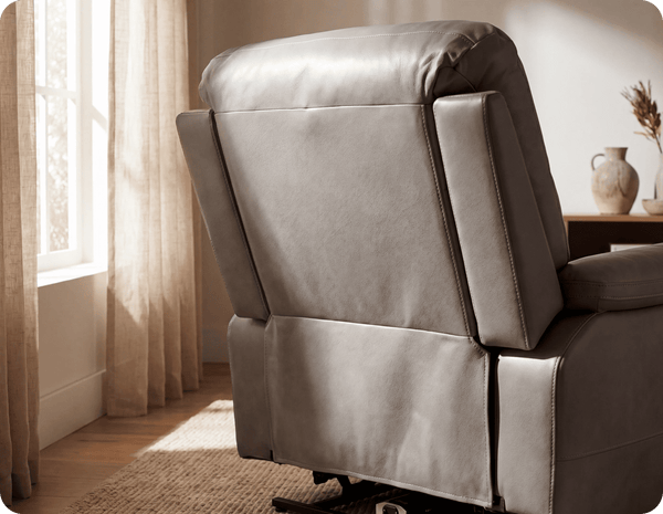 Milano Genuine Leather Light Grey Electric Power Recliner Armchair