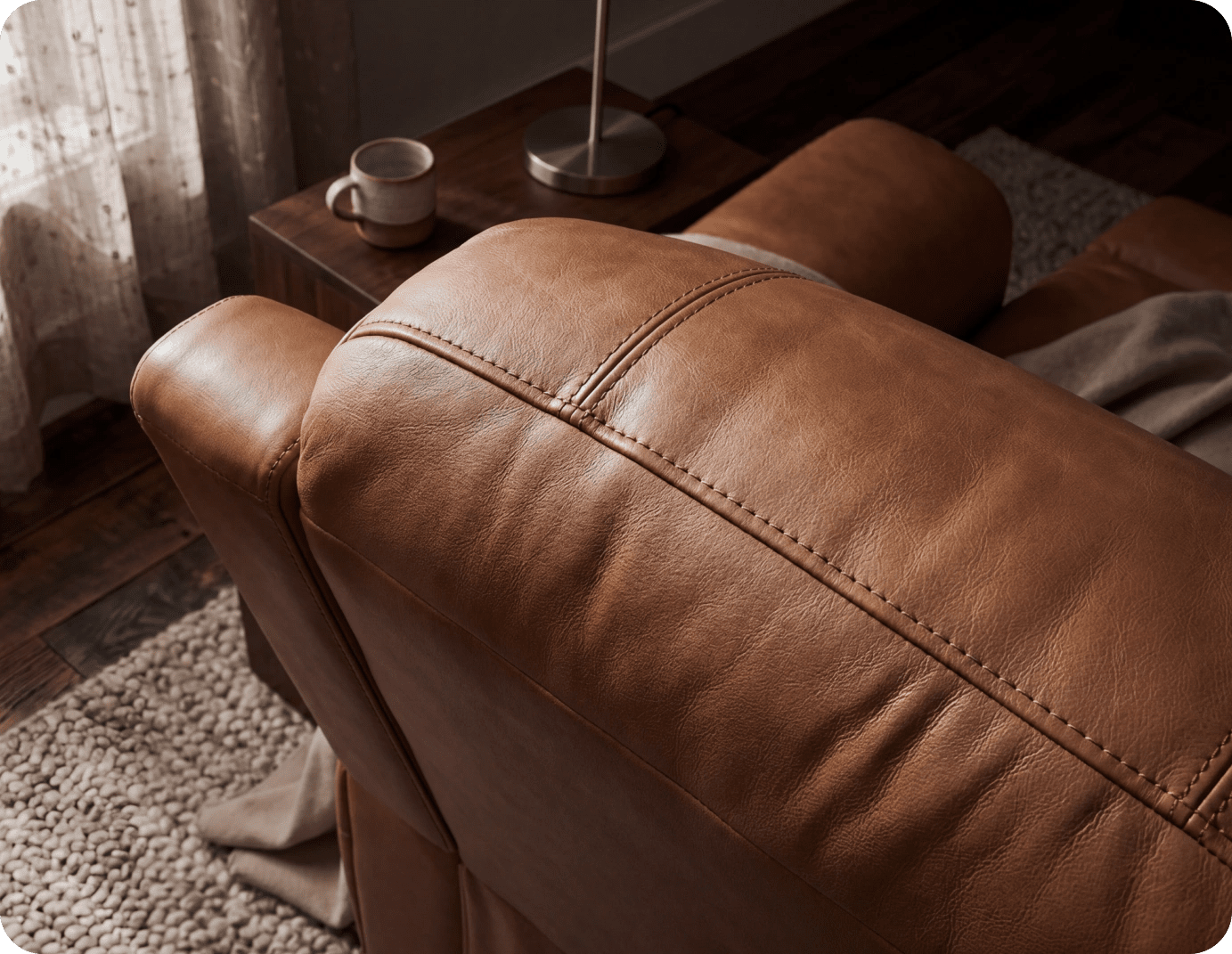 Martini Genuine Leather Caramel Electric Power Recliner Armchair