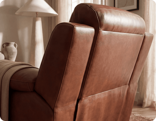 Leo Tan Genuine Leather Armchair with Electric Power Recliner
