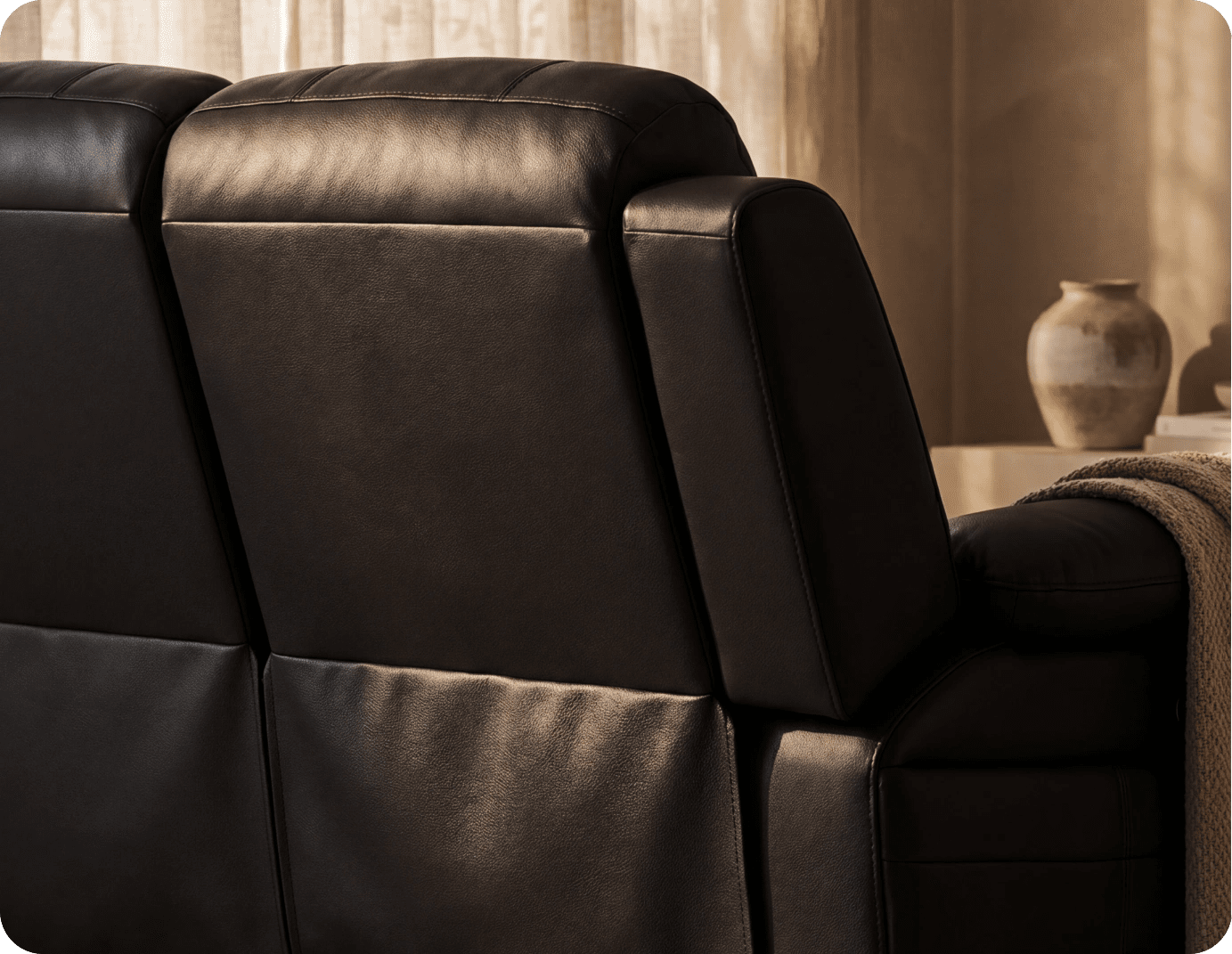 Martini Genuine Leather Black Electric Power Recliner 2 Seater Sofa