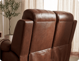 Leo Genuine Leather Tan Electric Power Recliner 2 Seater