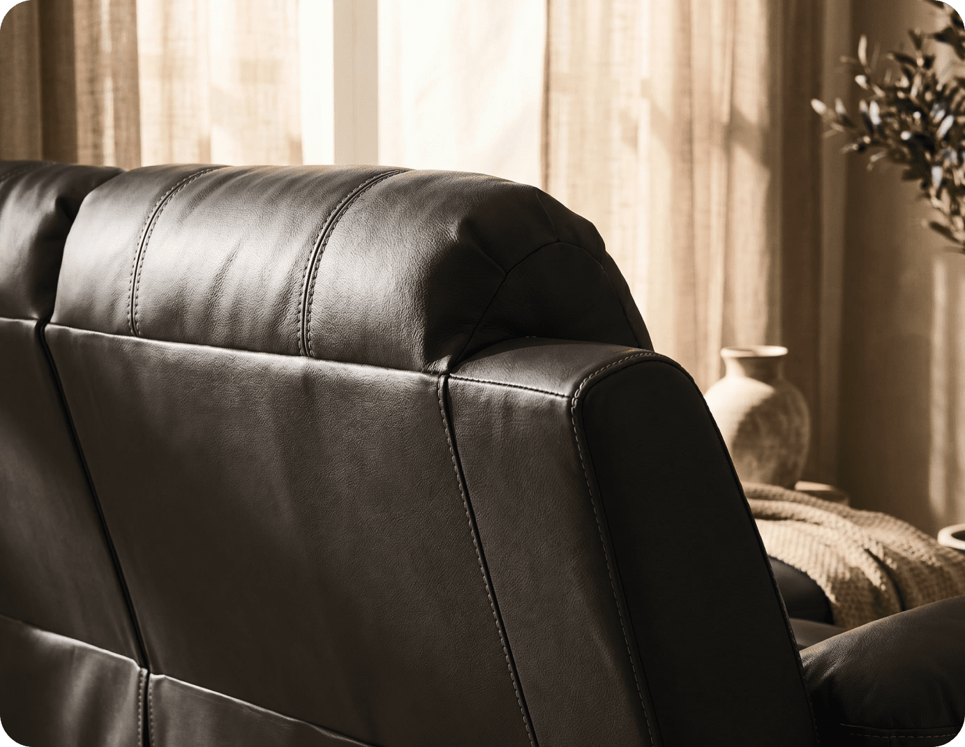 Veloura Black Leather 2 Seater Sofa