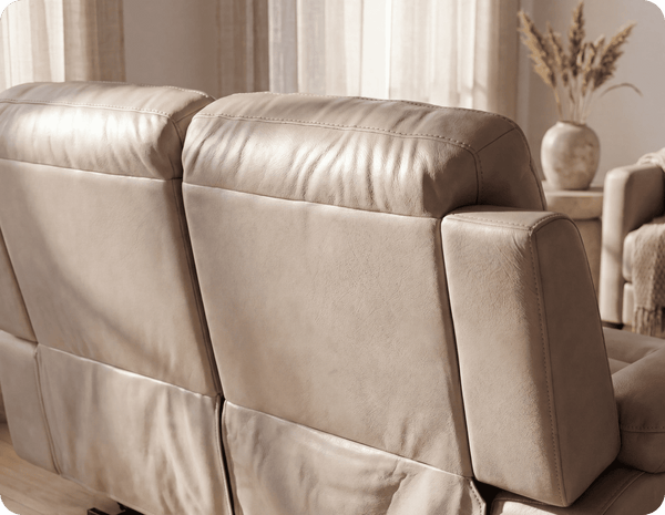 Milano Genuine Leather Light Grey Electric Power Recliner 2 Seater Sofa