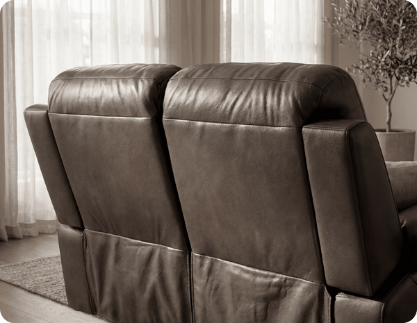 Milano Genuine Leather Grey Electric Power Recliner 2 Seater Sofa