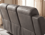 Leo Genuine Leather Grey Electric Power Recliner 3 Seater Sofa