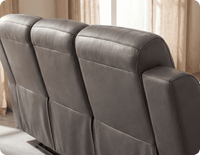 Leo Genuine Leather Grey Electric Power Recliner 3 Seater Sofa