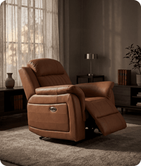 Martini Genuine Leather Caramel Electric Power Recliner Armchair