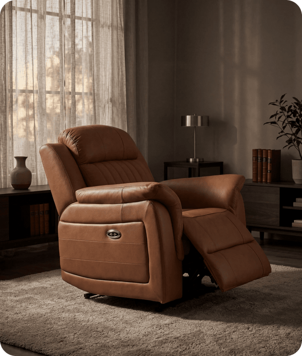 Martini Genuine Leather Caramel Electric Power Recliner Armchair