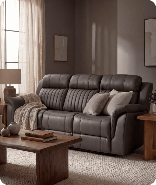 Martini Genuine Leather Grey Electric Power Recliner 3 Seater Sofa