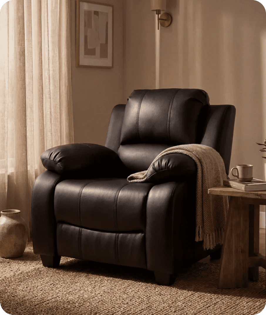 Veloura Black Leather Armchair