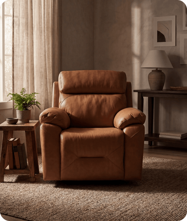 Milano Genuine Leather Caramel Electric Power Recliner Armchair