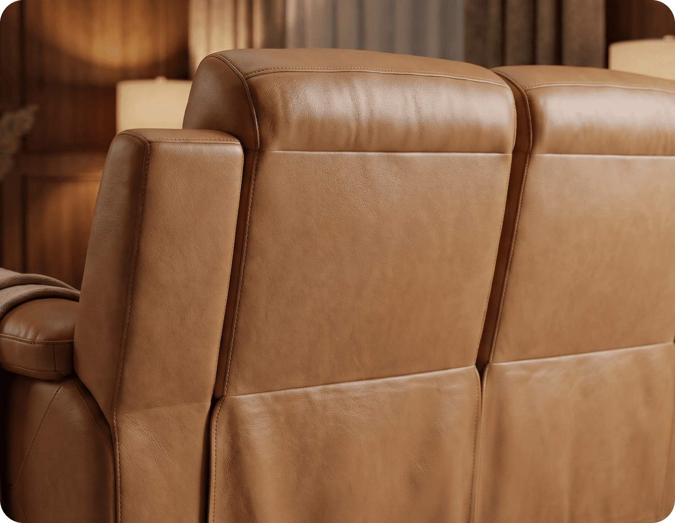 Leo Genuine Leather Caramel Electric Power Recliner 2 Seater Sofa
