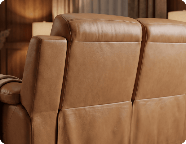 Leo Genuine Leather Caramel Electric Power Recliner 2 Seater Sofa