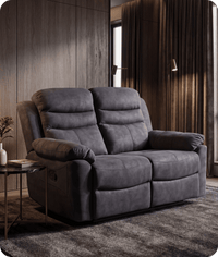 Bristol Grey Fabric Manual Recliner 2 Seater Sofa