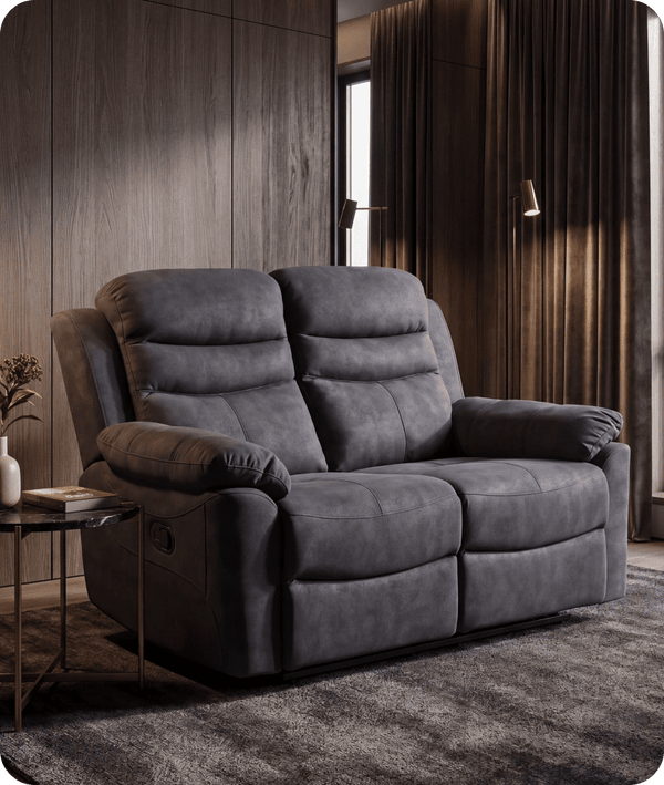 Bristol Grey Fabric Manual Recliner 2 Seater Sofa