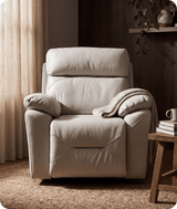 Milano Genuine Leather Light Grey Electric Power Recliner Armchair