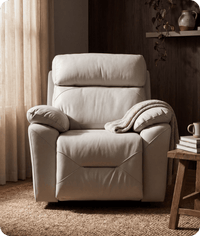 Milano Genuine Leather Light Grey Electric Power Recliner Armchair