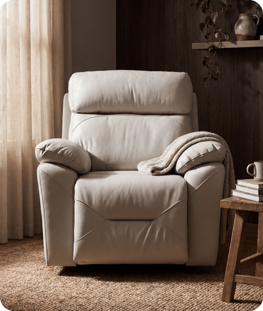 Milano Genuine Leather Light Grey Electric Power Recliner Armchair