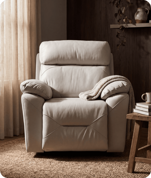 Milano Genuine Leather Light Grey Electric Power Recliner Armchair