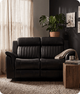 Martini Genuine Leather Black Electric Power Recliner 2 Seater Sofa