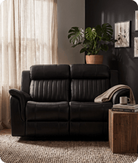 Martini Genuine Leather Black Electric Power Recliner 2 Seater Sofa