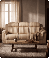 Martini Genuine Leather Cream Electric Power Recliner 3 Seater Sofa