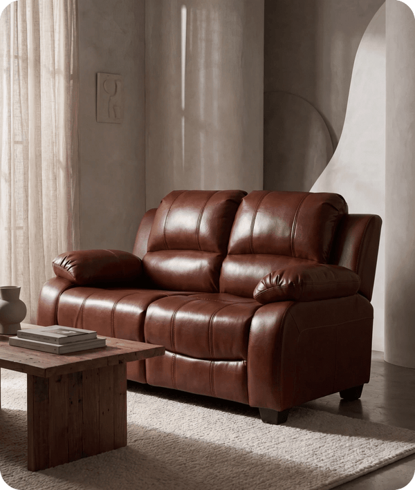 Veloura Tan Leather 2 Seater Sofa