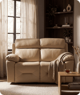 Milano Genuine Leather Cream Electric Power Recliner 2 Seater Sofa