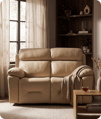 Milano Genuine Leather Cream Electric Power Recliner 2 Seater Sofa