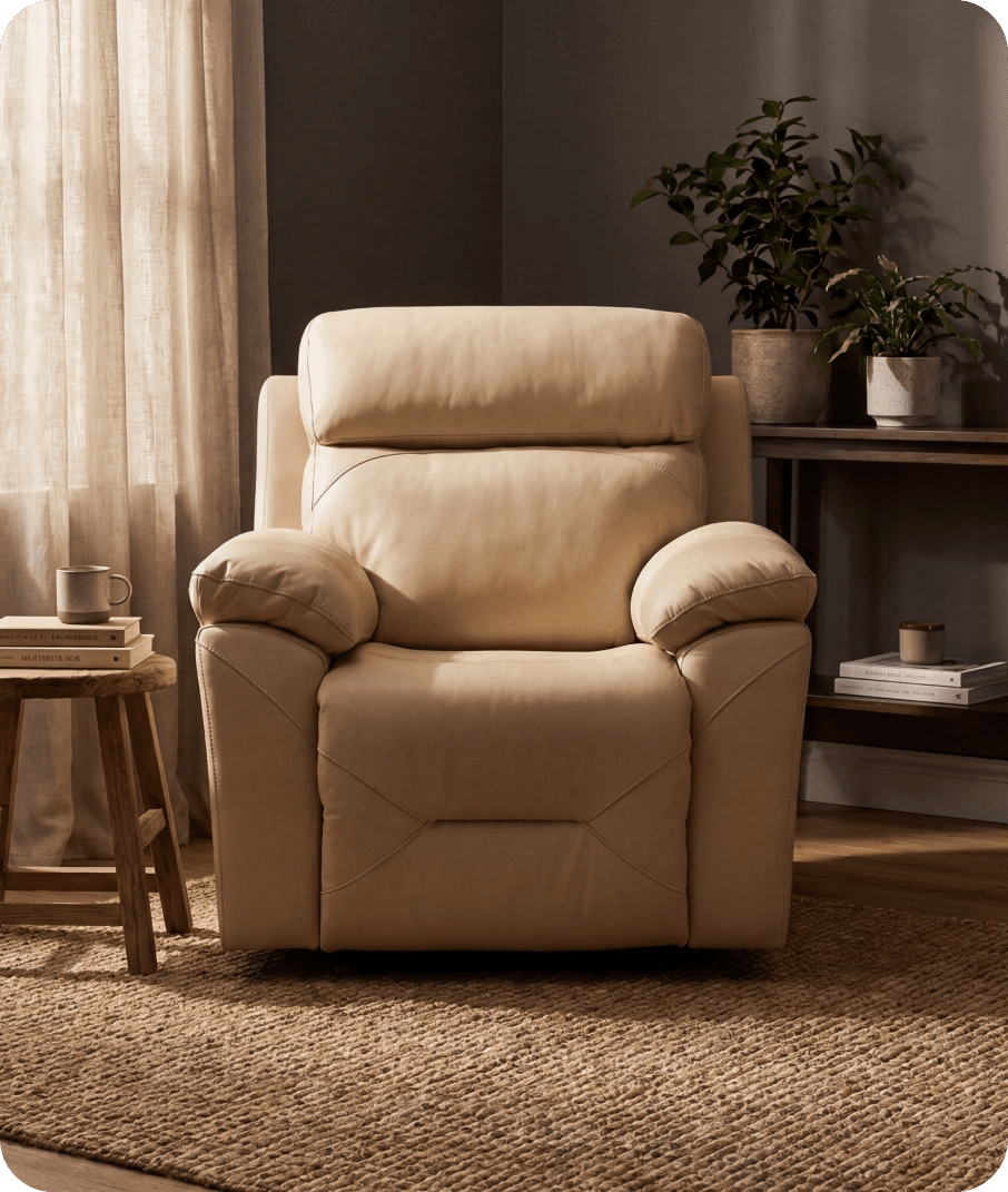 Milano Cream Leather Power Recliner Armchair