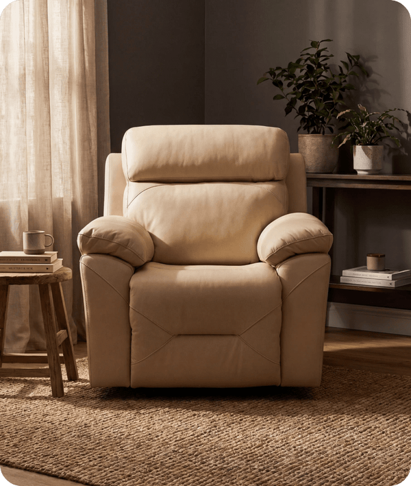 Milano Cream Leather Power Recliner Armchair
