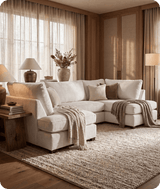 Mayfair Silver  Fabric U Shape High Back Corner Sofa + Footstool