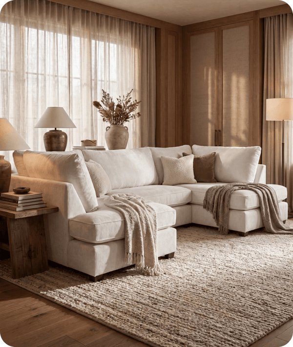 Mayfair Silver  Fabric U Shape High Back Corner Sofa + Footstool