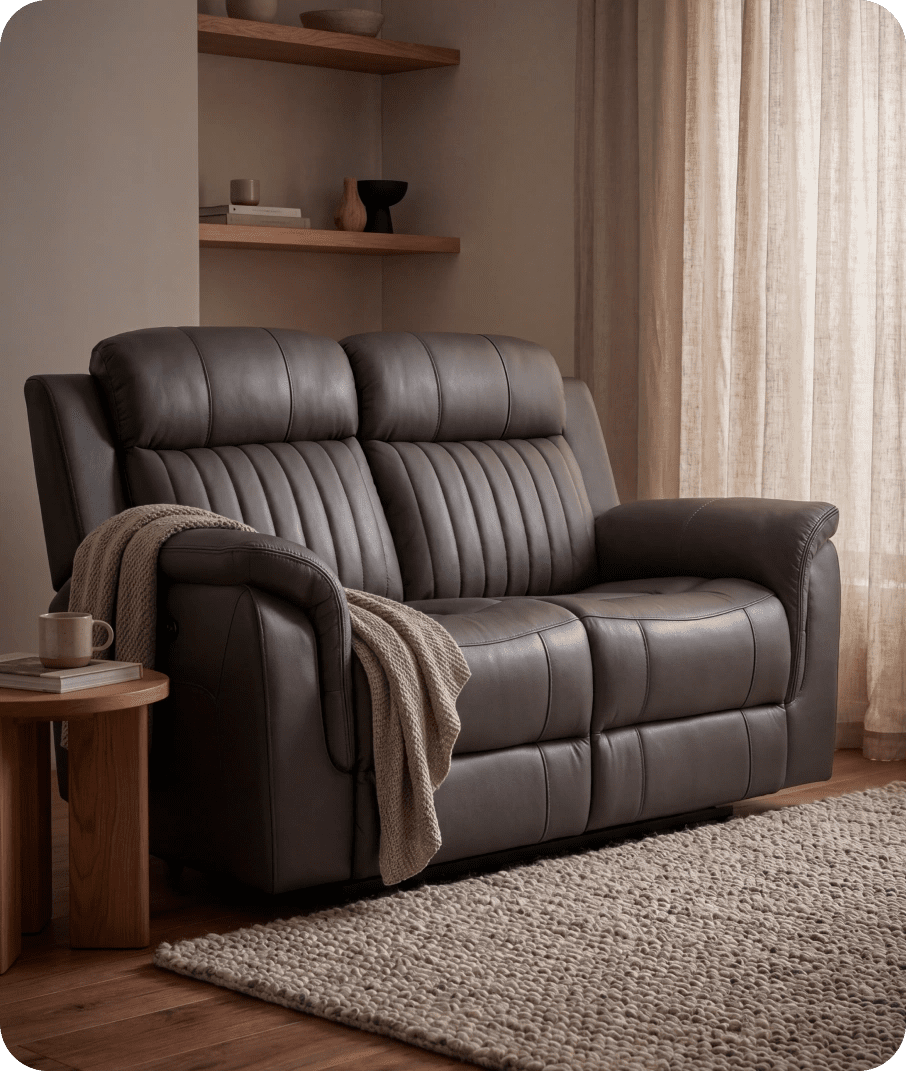Martini Genuine Leather Grey Electric Power Recliner 2 Seater Sofa