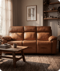Milano Genuine Leather Caramel Electric Power Recliner 3 Seater Sofa
