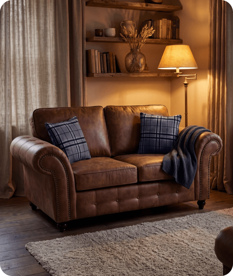 Savile Tan Suede 2 Seater Sofa