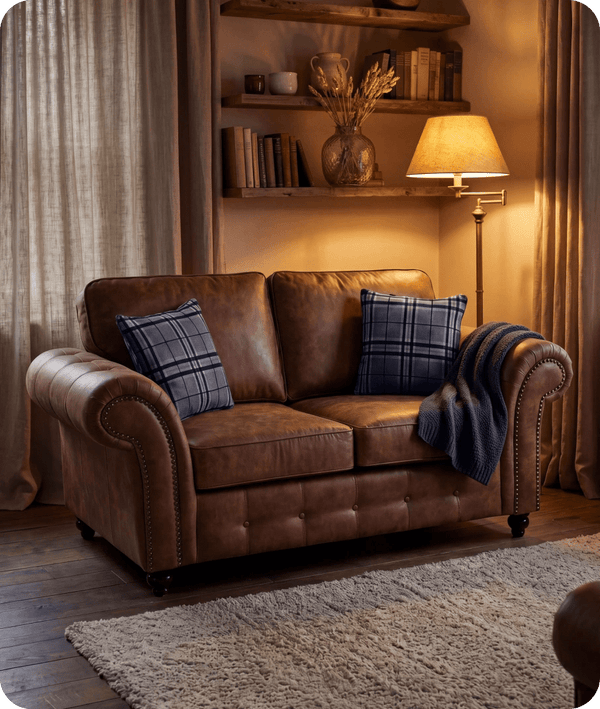 Savile Tan Suede 2 Seater Sofa