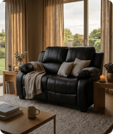 Veloura Black Leather 2 Seater Sofa
