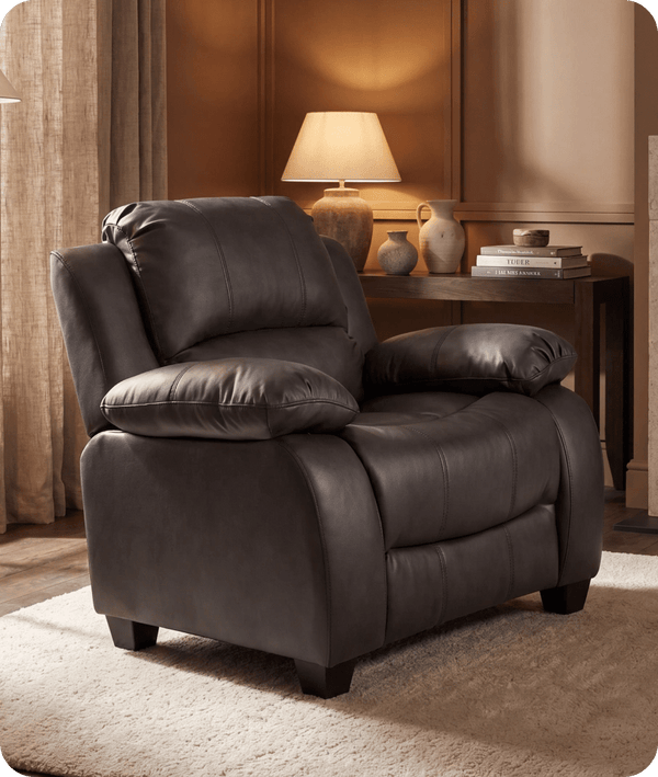 Veloura Grey  Leather Armchair