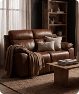 Milano Genuine Leather Tan Electric Power Recliner 2 Seater
